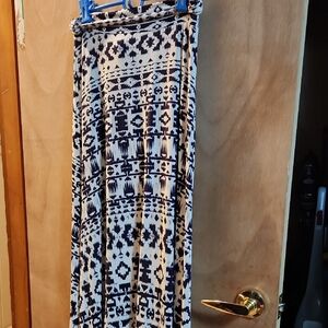 Navy and White Patterned Women's Skirt